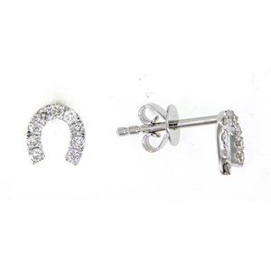 Real Diamond Geometrical U Shape Small Stud Earrings White Gold